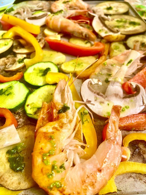 Plancha de légumes avec viande ou poisson